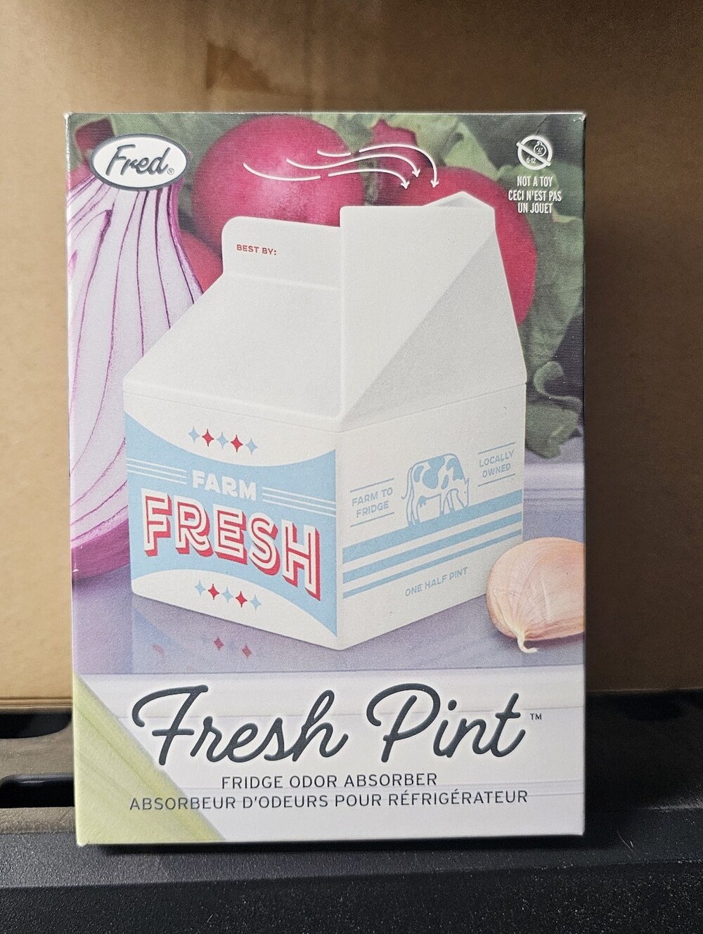 Fred Farm Fresh Pint Fridge Odor Absorber Refillable Deodorizer White